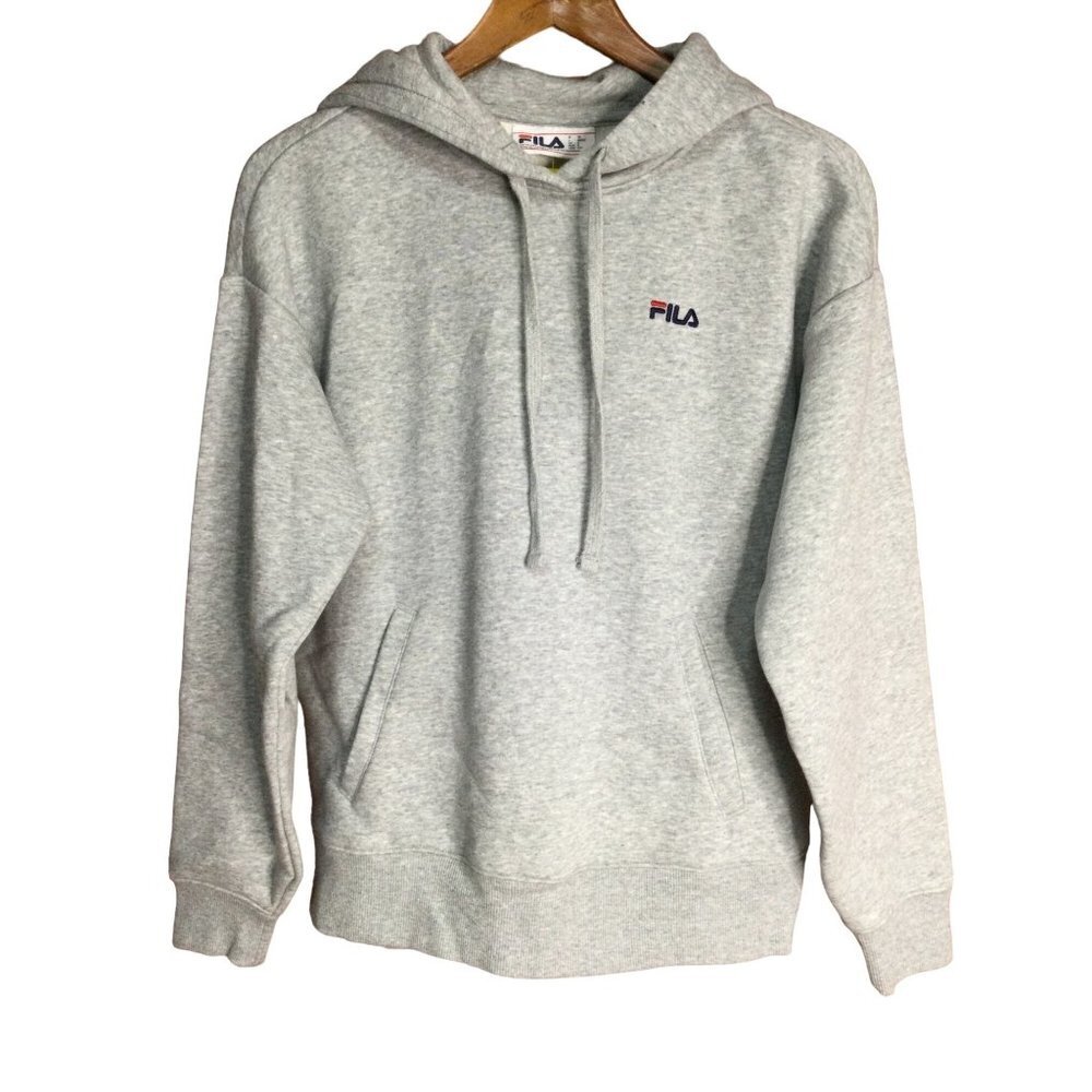 FILA Womens Sweatshirt Hoodie size Small Gray Hooded Pockets New